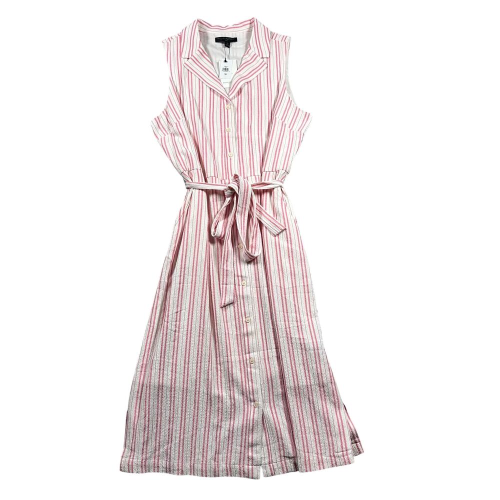 Banana Republic Red White Pinstripe Dress Size 10